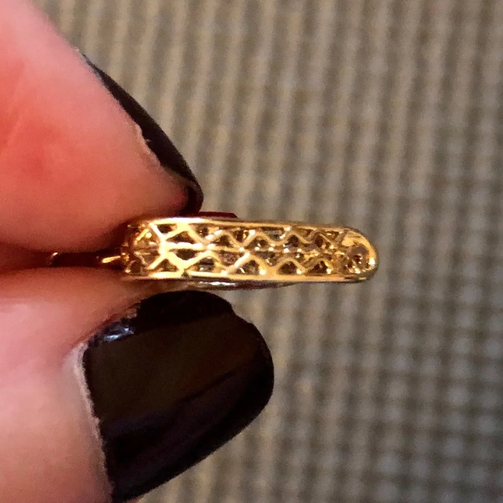 Vintage ‘90s Gold Tone July Birthstone Heart Pendant Necklace and Bracelet Set - Picture 8 of 8